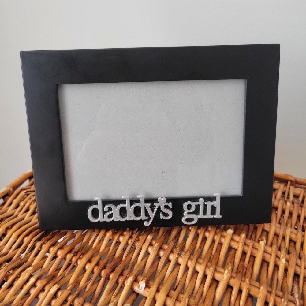Malden Black Daddy's Girl Picture Frame Silver Raised Lettering 4x6 Tabletop